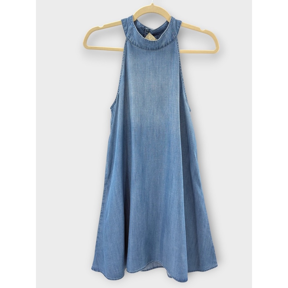 NWT Chelsea & Violet Chambray Swing Dress XS Boho Babydoll Shift Mini Vacation